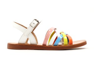 Pom d'Api sandaal, wit multicolor (maat 27-36)