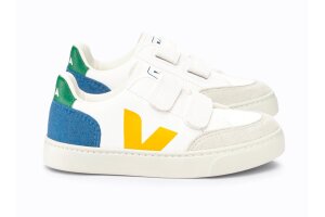 Véja sneakers velcro, wit/geel/blauw (maat 23-35)